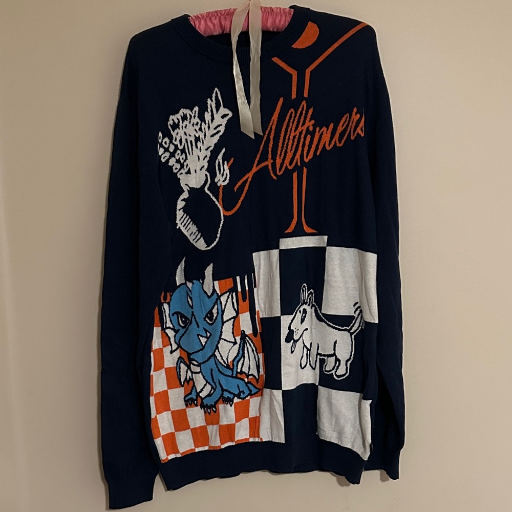 Vans x alltimers graphic crew neck sweater dragon and dog new!